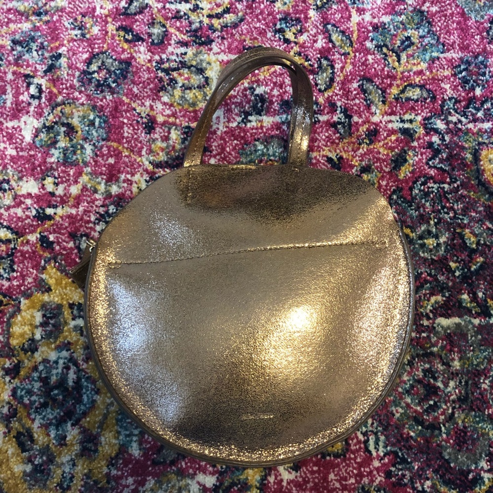 Bronze Vegan Leather Circle Handbag
